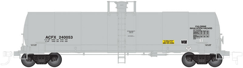 ACF 17,360-Gallon Chlorine Tank Car - Ready to Run - Master(R) -- ACFX #240021 (ARIL Repaint, gray)