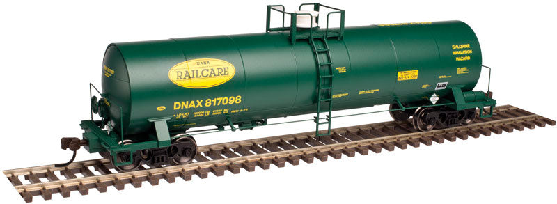 ACF 17,360-Gallon Chlorine Tank Car - Ready to Run - Master(R) -- Dana Railcare DNAX #817098 (green, yellow)