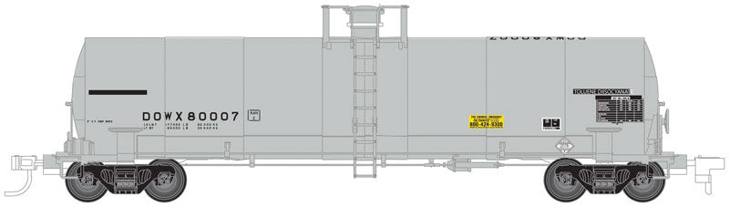 ACF 17,360-Gallon Chlorine Tank Car - Ready to Run - Master(R) -- Dow Chemical DOWX #80000 (gray)