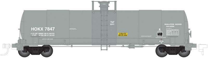 ACF 17,360-Gallon Chlorine Tank Car - Ready to Run - Master(R) -- Occidental HOKX #7847 (gray)