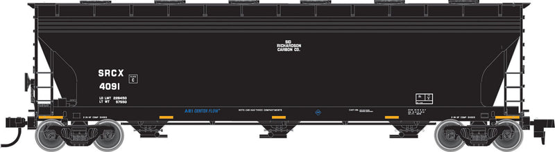 ACF 4650 Centerflow Covered Hopper Post-1971 Version - Ready to Run -- Sid Richardson Carbon #4091 (black, yellow Conspicuity Marks)