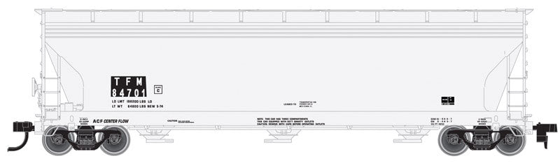 ACF 4650 Centerflow Covered Hopper Post-1971 Version - Ready to Run -- Kansas City Southern de Mexico TFM #84701 (Patched TFM Markings, gray)