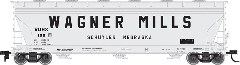 ACF 4650 Centerflow Covered Hopper Post-1971 Version - Ready to Run -- Wagner Mills VUHX #106 (gray, black billboard Lettering)