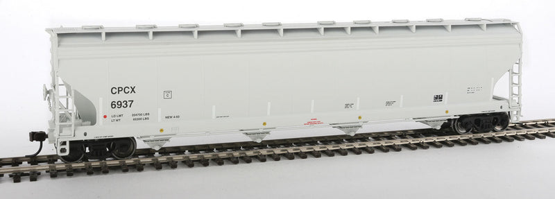 ACF 5701 Centerflow Plastics Hopper - Ready to Run - Master(R) -- Chevron Phillips Chemical CPCX #6937 (gray, white Conspicuity Marks)