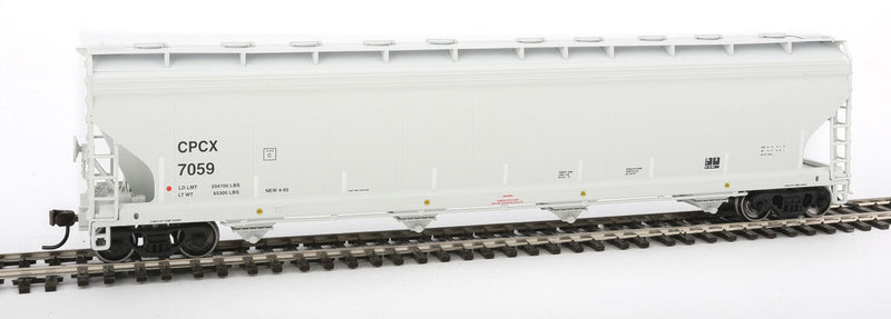 ACF 5701 Centerflow Plastics Hopper - Ready to Run - Master(R) -- Chevron Phillips Chemical CPCX #7059 (gray, white Conspicuity Marks)