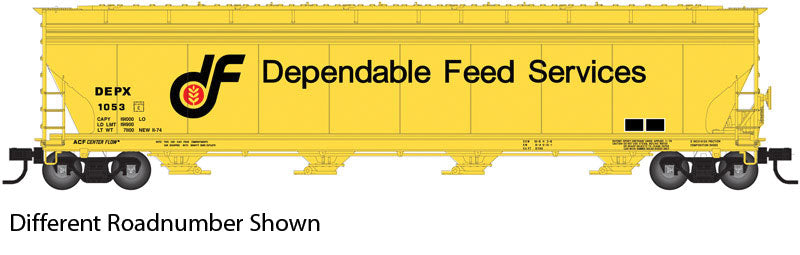 ACF 5701 Centerflow Grain Hopper - Ready to Run - Master(R) -- Dependable Feeds #1031 (yellow, black, red)