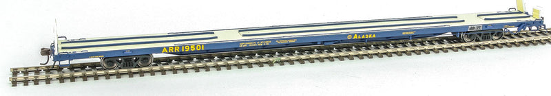 ACF 89' 4" Intermodal Flatcar - Ready to Run -- Alaska Railroad #19501 (blue, yellow)