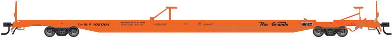 ACF 89' 4" Intermodal Flatcar - Ready to Run -- Denver & Rio Grande Western #105014 (orange, black, Flying Grande)