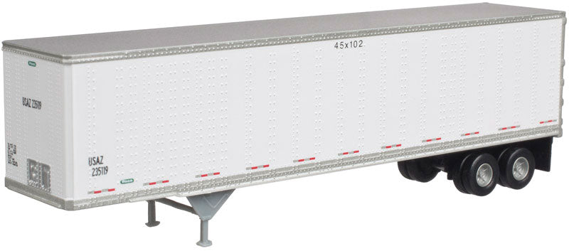 Pines 45' Trailer - Assembled -- Xtra Intermodal USAZ #235119 (white, Red & White Reflective Stripes)