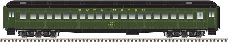 Heavyweight Single-Window Coach - Ready to Run - Master(R) -- Chicago, Burlington & Quincy #6153 (Pullman Green, black)