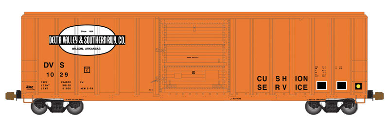 FMC 5347 Single-Door Boxcar - Ready to Run -- Delta Valley & Southern #1050 (orange, white, black)