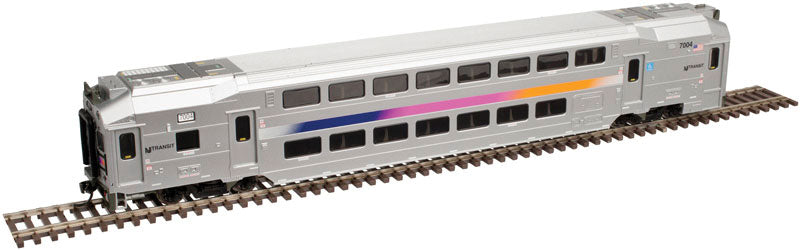 Multi-Level Commuter Cab Car - Ready to Run -- New Jersey Transit #7029 (silver, magenta, orange, blue)