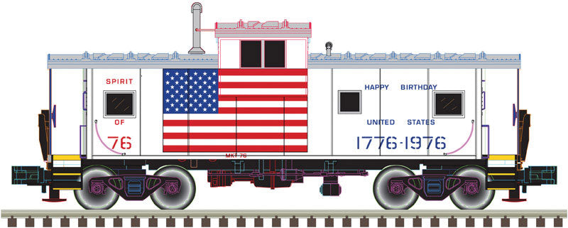 Extended-Vision Caboose - Ready to Run - Master(R) -- Missouri-Kansas-Texas #76 (Bicentennial; red, white, blue)