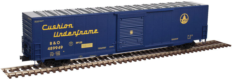 ACF 60' Single-Door Auto Parts Boxcar - Ready to Run - Master(R) -- Baltimore & Ohio #489948 (blue, yellow; Script Cushion Underframe, Capitol D