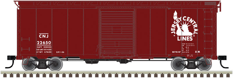 40' Postwar Boxcar w/7' Door - Ready to Run -- Central Railroad of New Jersey #22719 (Boxcar Red, Liberty Logo)
