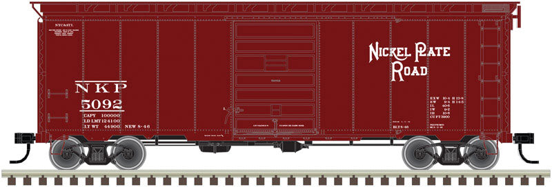 40' Postwar Boxcar w/7' Door - Ready to Run -- Nickel Plate Road #5092 (Boxcar Red)