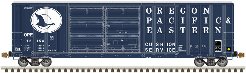 FMC 5347 Single-Door Boxcar - Ready to Run -- Oregon, Pacific & Eastern #15154 (1970s; blue, white)