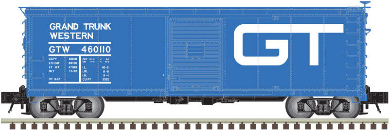 USRA Steel Rebuilt Boxcar - Ready to Run - Master(R) -- Grand Trunk Western #460110 (blue, white)
