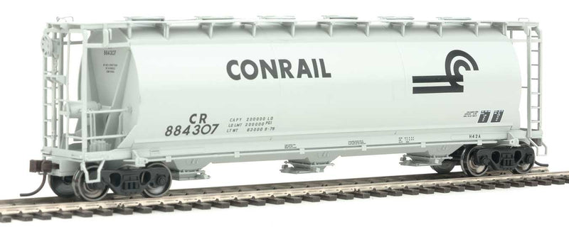 ACF 3-Bay Cylindrical Hopper - Ready to Run -- Conrail #884307 (gray, black)