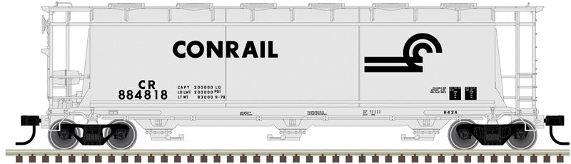 ACF 3-Bay Cylindrical Hopper - Ready to Run -- Conrail #884818 (gray, black)