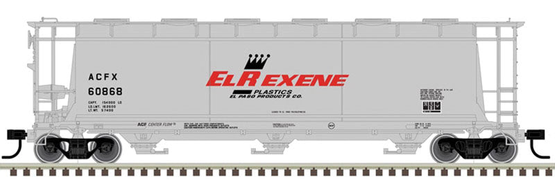ACF 3-Bay Cylindrical Hopper - Ready to Run -- El Rexene Plastics ACFX #60787 (gray, red, black)