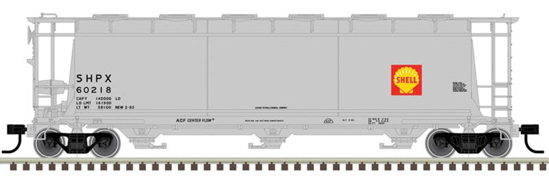 ACF 3-Bay Cylindrical Hopper - Ready to Run -- Shell SHPX #60183 (gray, red, yellow)