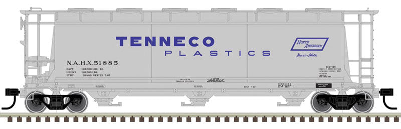 ACF 3-Bay Cylindrical Hopper - Ready to Run -- Tenneco Plastics #51899 (gray, blue)