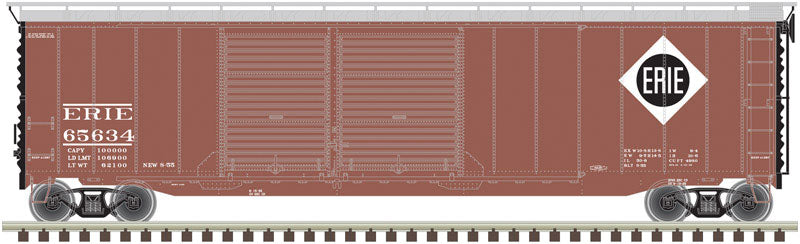 Postwar 50' Double-Door Boxcar - Ready to Run - Master(R) -- Erie #65703 (Boxcar Red, black; Diamond Logo)