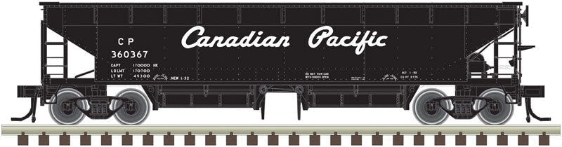 70-Ton Hart Ballast Car - Ready to Run - Master(R) -- Canadian Pacific #360367 (black, Script Lettering)