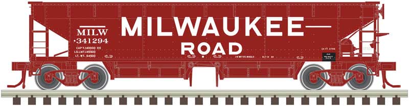 70-Ton Hart Ballast Car - Ready to Run - Master(R) -- Milwaukee Road #341198 (Boxcar Red, Billboard Lettering)