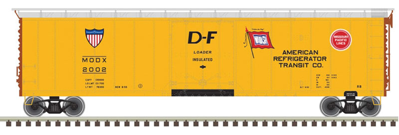 50' Plug-Door Boxcar - Ready to Run -- American Refrigerator Transit MODX 2033 (yellow, silver, WAB & MP Logos)