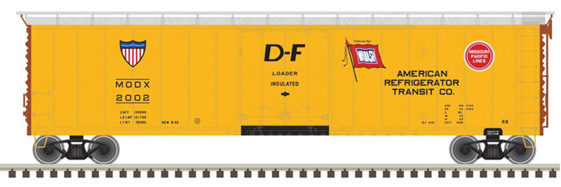 50' Plug-Door Boxcar - Ready to Run -- American Refrigerator Transit MODX 2047 (yellow, silver, WAB & MP Logos)