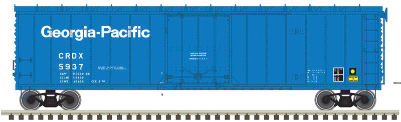 50' Plug-Door Boxcar - Ready to Run -- Georgia Pacific 5937 (blue, white)