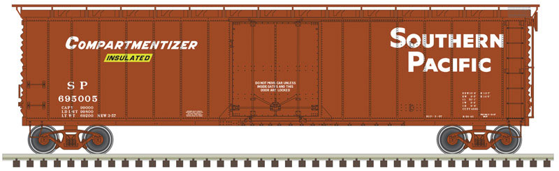 50' Plug-Door Boxcar - Ready to Run -- Southern Pacific 695005 (Boxcar Red, yellow, white, Compartmentizer Markings