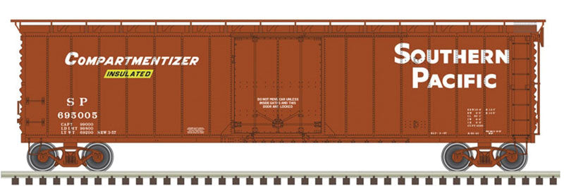 50' Plug-Door Boxcar - Ready to Run -- Southern Pacific 695068 (Boxcar Red, yellow, white, Compartmentizer Markings