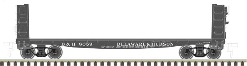 42' Pulpwood Flatcar - Load - Ready to Run - Master(R) -- Delaware & Hudson 8048 (black)