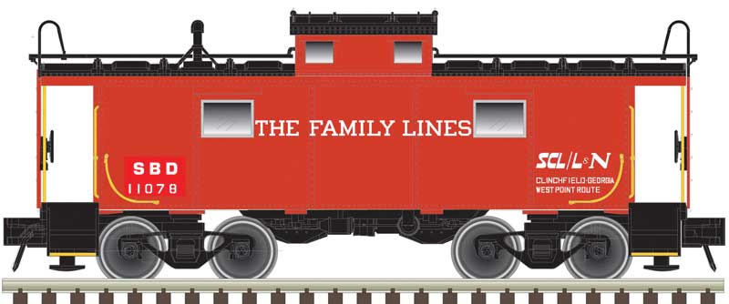 NE-6 Caboose - Ready to Run - Master(R) -- Seaboard System Family Lines CRR 11078 (red, black, white)