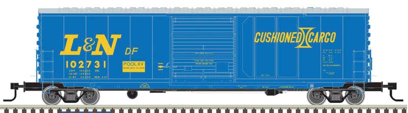 ACF Precision-Design Smooth-Side 50' Boxcar - Ready to Run - Master(R) -- Louisville & Nashville #102913 (blue, yellow; Large Initials, Cushioned Carg
