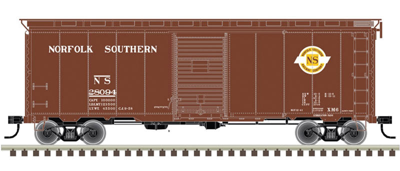 AAR Post-War Boxcar w/6' Door - Ready to Run - Master(R) -- Original Norfolk Southern 28107 (Boxcar Red, yellow, white)