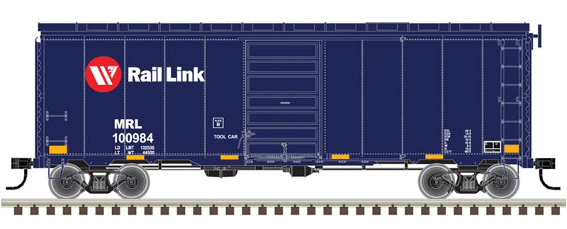 AAR Post-War Boxcar w/6' Door - Ready to Run - Master(R) -- Montana Rail Link 100984 (blue, red, white)