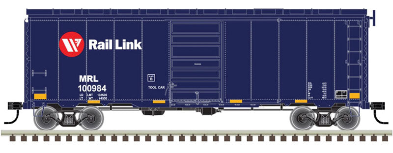 AAR Post-War Boxcar w/6' Door - Ready to Run - Master(R) -- Montana Rail Link 100988 (blue, red, white)