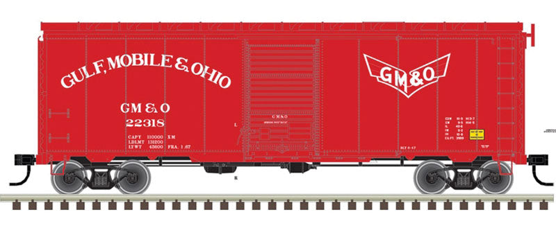 AAR Post-War Boxcar w/6' Door - Ready to Run - Master(R) -- Gulf, Mobile & Ohio 26318 (red, white)
