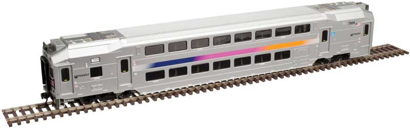 Multi-Level Commuter Cab Car - Ready to Run -- New Jersey Transit #7005 (silver, magenta, orange, blue)