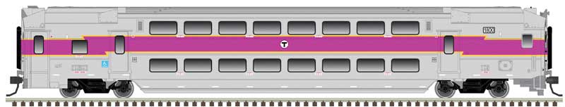 Multi-Level Commuter Cab Car - Ready to Run -- Massachusetts Bay Transportation Authority #1800 (silver, purple)