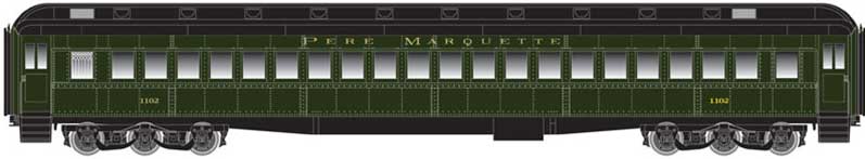 Heavyweight Single-Window Coach - Ready to Run - Master(R) -- Pere Marquette 1105 (Pullman Green, black)