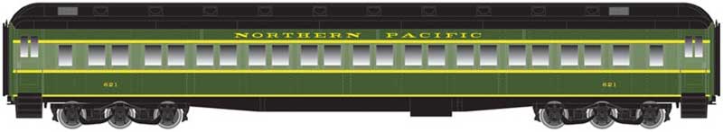 Heavyweight Paired-Window Coach - Ready to Run - Master(R) -- Northern Pacific 627 (2-Tone Green, yellow, black)