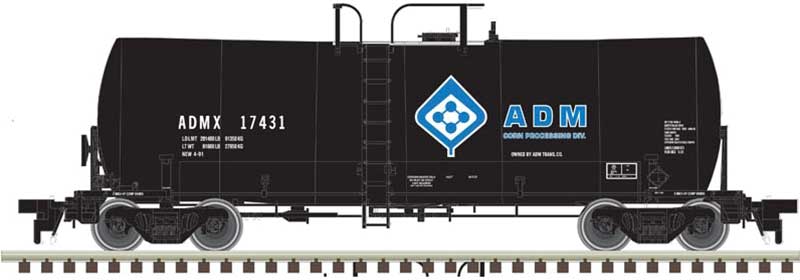 Trinity 17,600-Gallon Corn Syrup Tank Car - Ready to Run -- Archer-Daniels-Midland #17592 (black, blue; Molecule Logo)