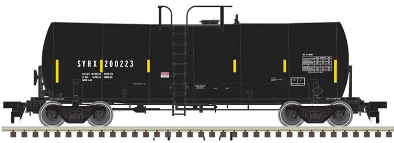 Trinity 17,600-Gallon Corn Syrup Tank Car - Ready to Run -- SYRX #200111 (black, Yellow Conspicuity Markings)