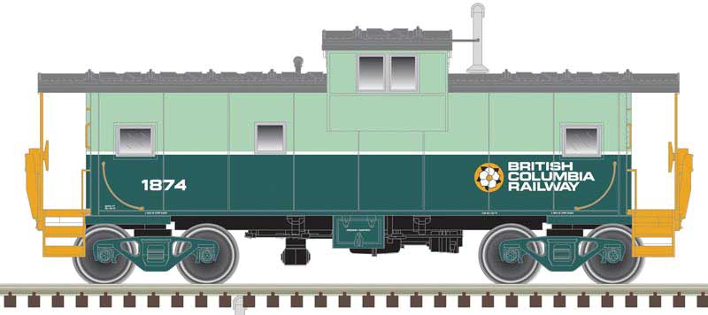 Extended-Vision Caboose - Ready to Run - Master(R) -- British Columbia Railway #1874 (green, yellow, white; Dogwood Logo)