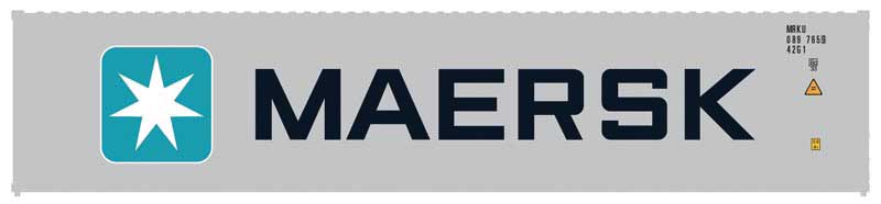 40' Standard-Height Container 3-Pack - Assembled - Master(R) -- Maersk MRKU (Set #1; gray, blue, white, black)